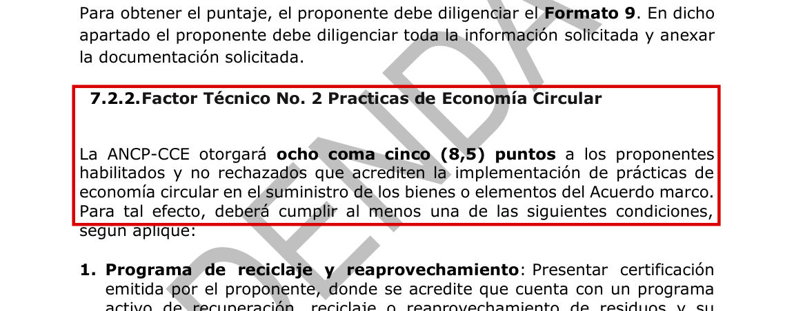 En la operación principal, el reciclaje y OEKO-TEX daban puntaje; no eran requisito