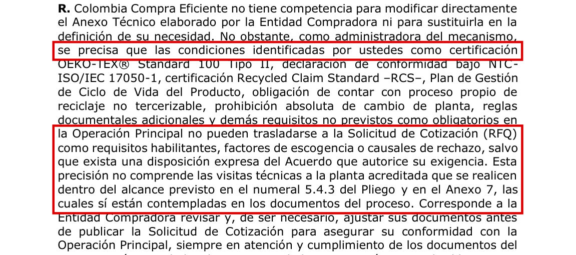 Colombia Compra Eficiente, 24 de septiembre de 2026: esas exigencias no pueden ser requisito, factor de escogencia ni causal de rechazo en la cotización